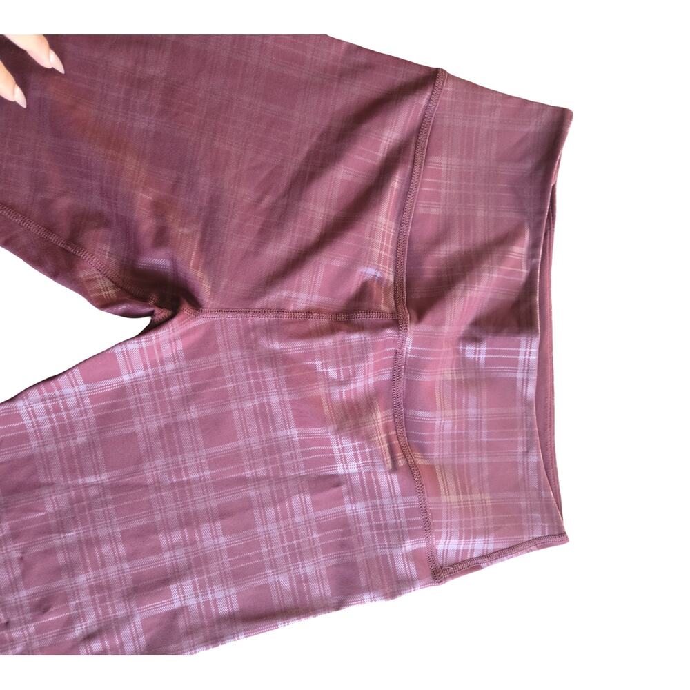 Beyond Yoga Midi Leggings in Burgundy Plaid Size: XL - Picture 3 of 5